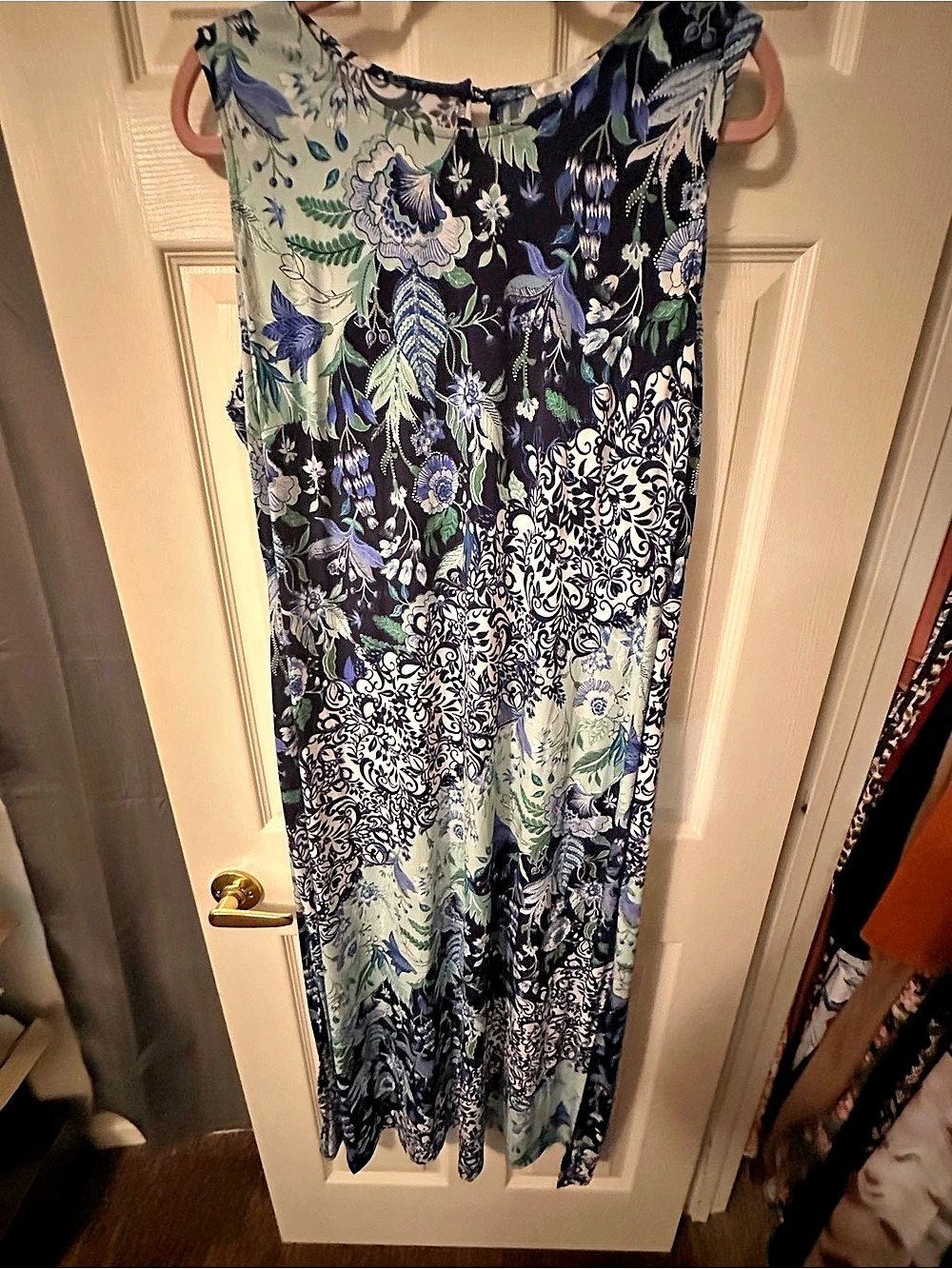 London Times Floral Maxi Dress Black & Green Medium Like New